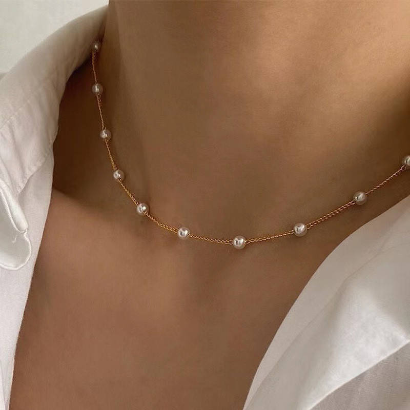 Aqua Gold Pearl Necklace