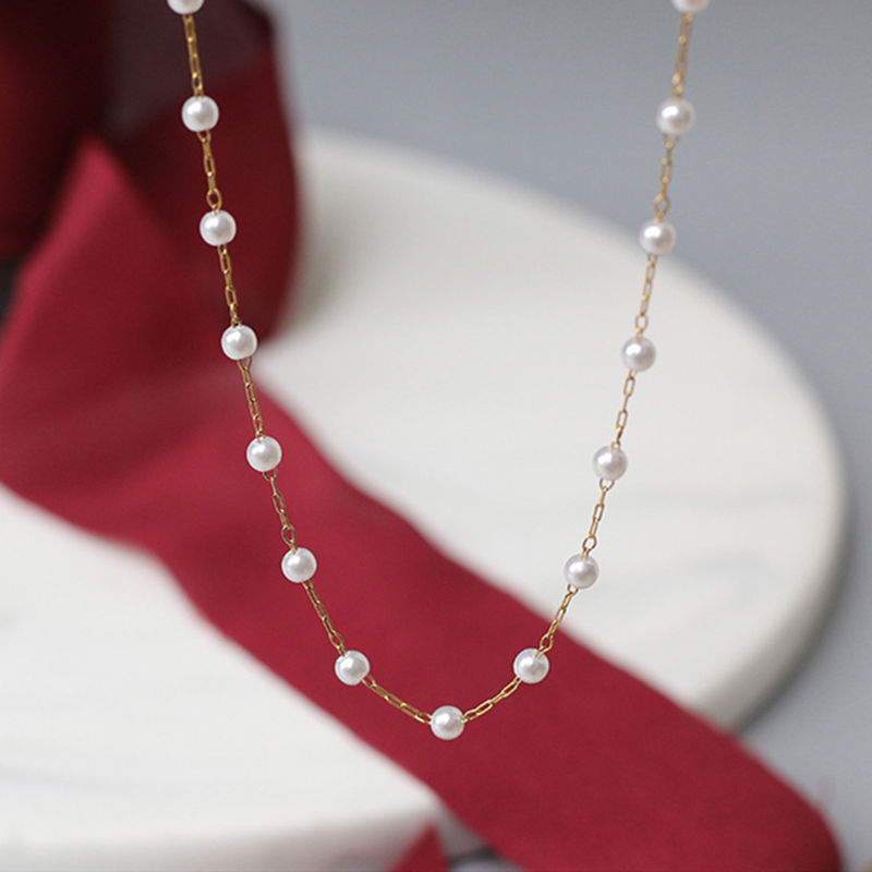 Aqua Gold Pearl Necklace