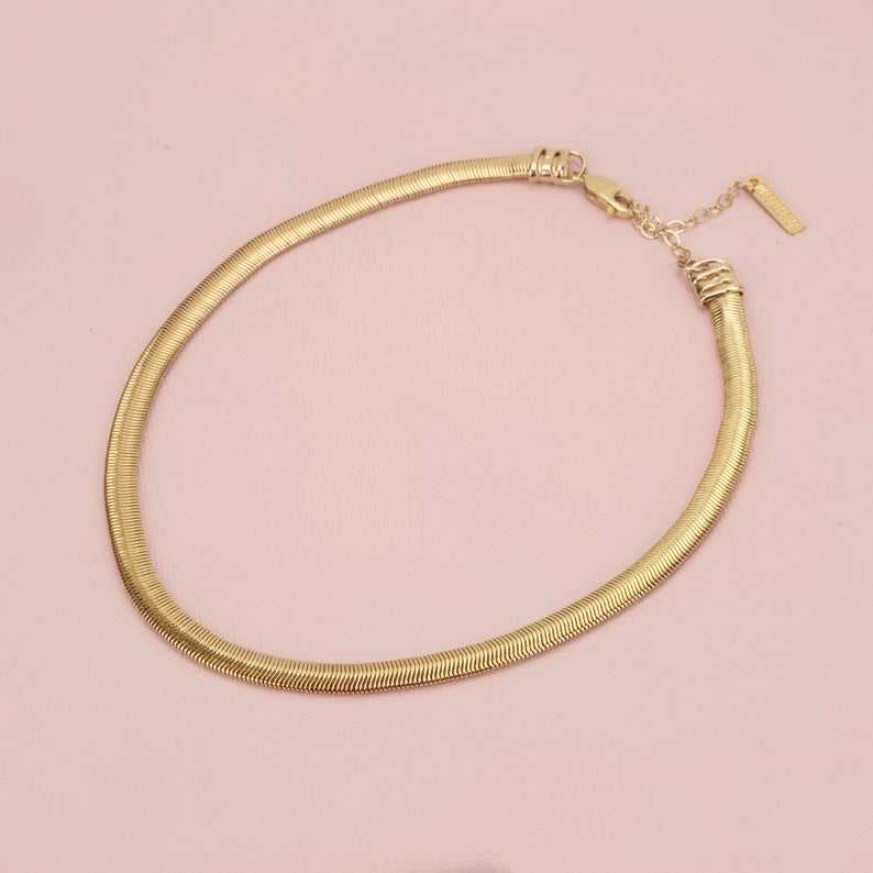 Viper Gold Herringbone Choker Necklace