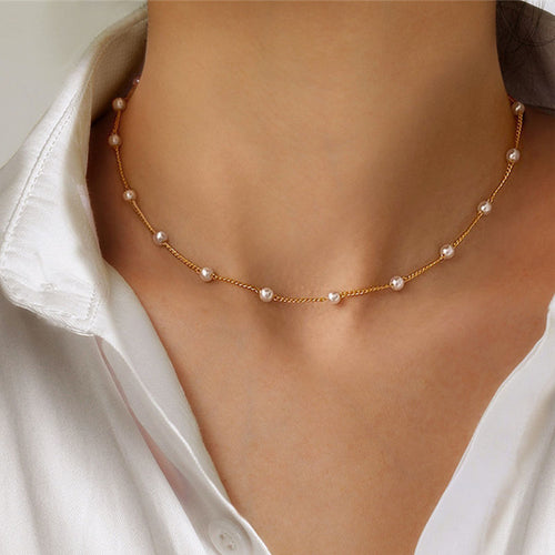 Aqua Gold Pearl Necklace