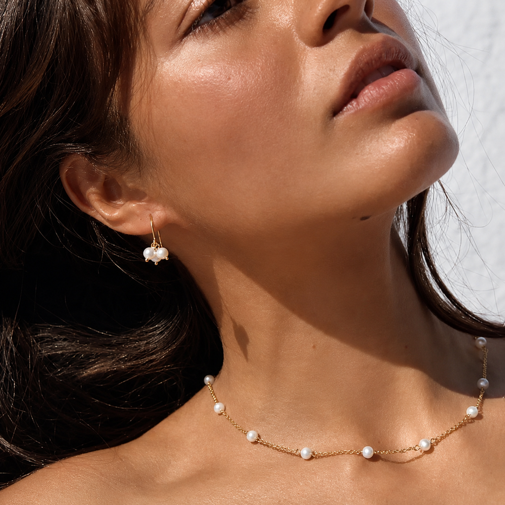 Aqua Gold Pearl Necklace