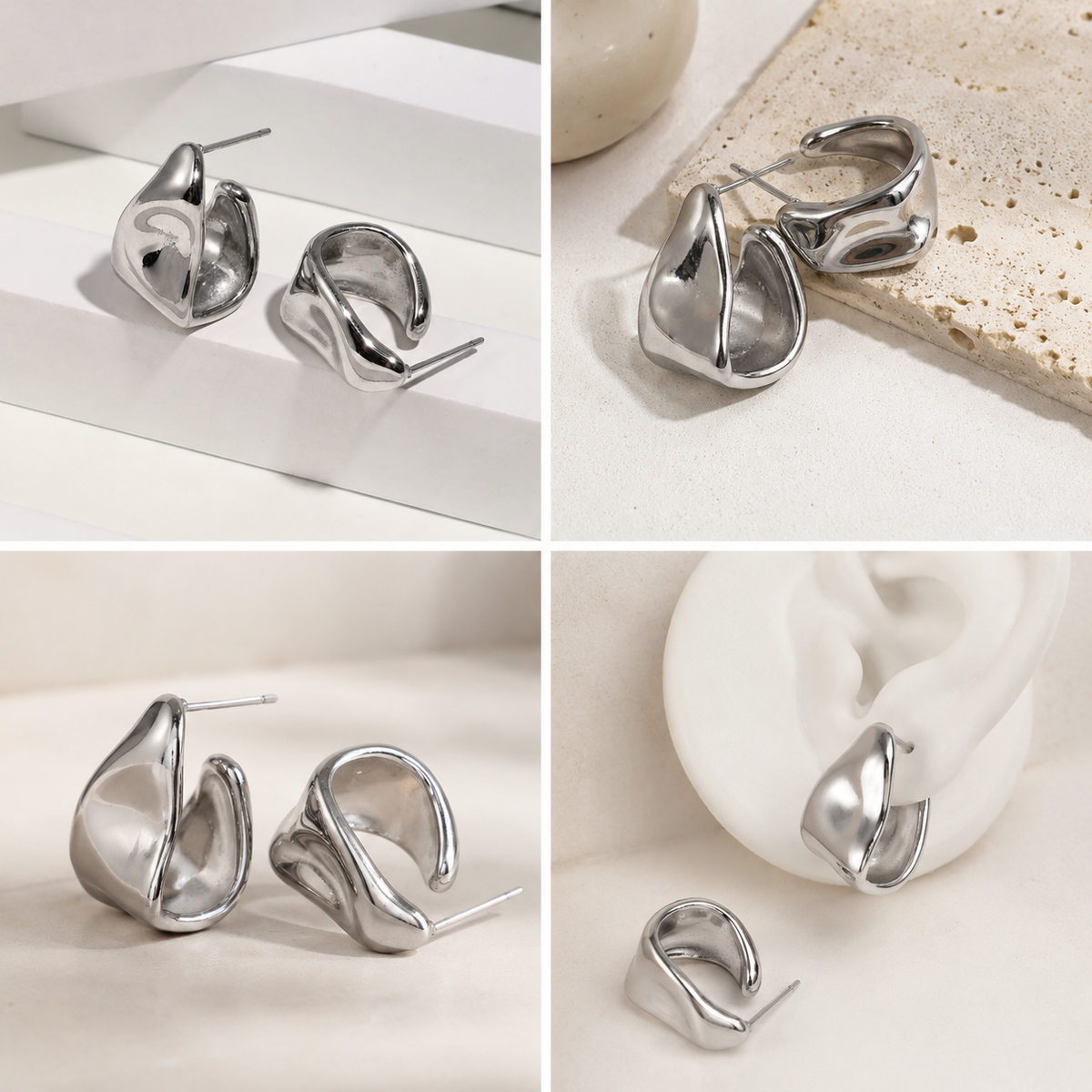 Pleut Irregular Gold/Silver Earring